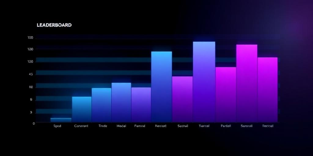 Leaderboard chart with stacked glowing bars in cyan and violet